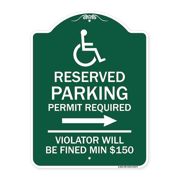 Signmission Modern Isa Connecticut Reserved Parking Permit Required Violators Fin Alum, 18" x 24", GW-1824-23872 A-DES-GW-1824-23872 - main